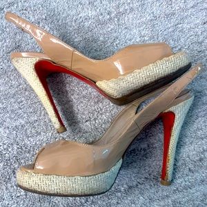 Christian Louboutin Nude Patent Leather Slingback